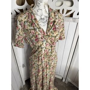 Vintage 90s RJ Stevens Dress Floral Cottagecore Church Shabby Chic Sz Large